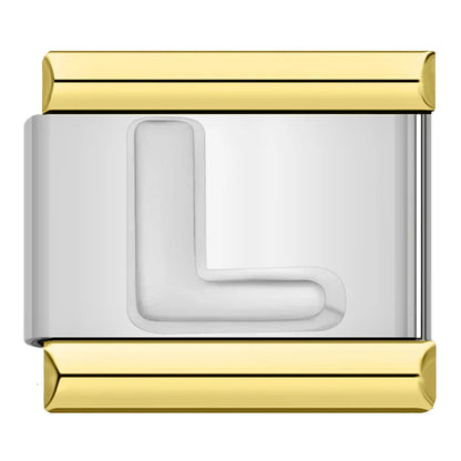 Silver with Gold Raised Letter & Symbol Italian Charms — Alphabet, Heart, Butterfly & Star Links