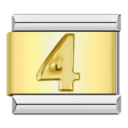 Classic Gold & Silver Number Italian Charms — Personalised Numeral 0–9 Bracelet Links