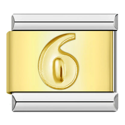 Classic Gold & Silver Number Italian Charms — Personalised Numeral 0–9 Bracelet Links