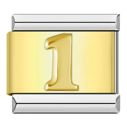 Classic Gold & Silver Number Italian Charms — Personalised Numeral 0–9 Bracelet Links