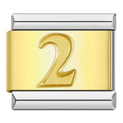 Classic Gold & Silver Number Italian Charms — Personalised Numeral 0–9 Bracelet Links