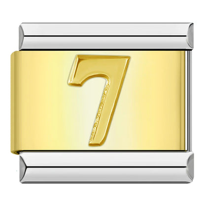 Classic Gold & Silver Number Italian Charms — Personalised Numeral 0–9 Bracelet Links