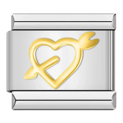 Silver & Gold Classic Symbol Italian Charms — Heart, Cross, Butterfly, Angel & Crown