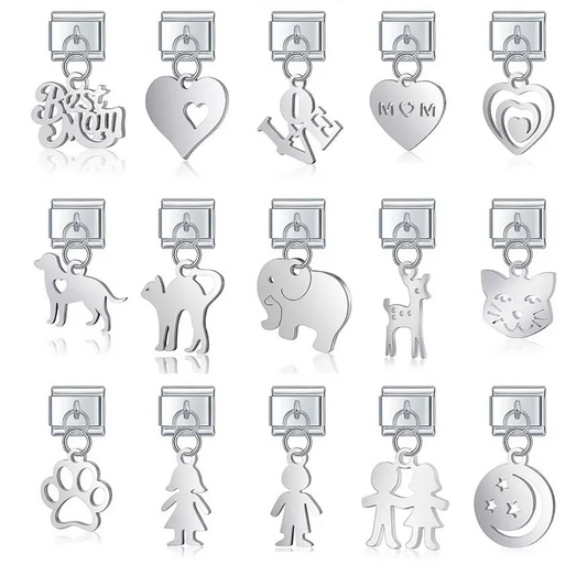Silver symbols dangle italian charms