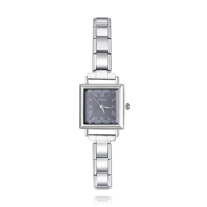 Vintage Square Roman Numeral Italian Charm Watch — Retro Heritage Watch Bracelet