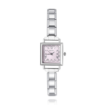 Vintage Square Roman Numeral Italian Charm Watch — Retro Heritage Watch Bracelet