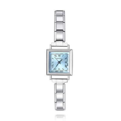 Vintage Square Roman Numeral Italian Charm Watch — Retro Heritage Watch Bracelet