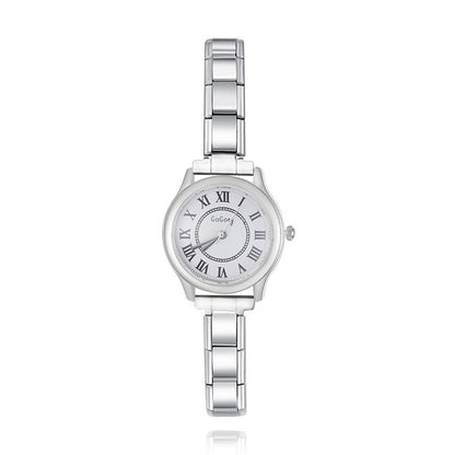 Round Roman Numeral Italian Charm Watch — Classic Heritage Watch Bracelet