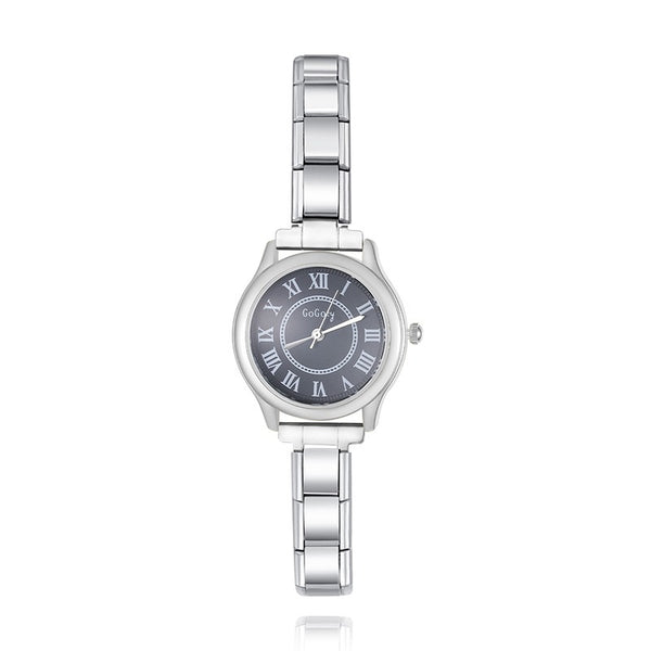 Round Roman Numeral Italian Charm Watch — Classic Heritage Watch Bracelet