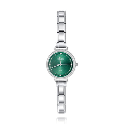 Elegant Round Sunray Dial Italian Charm Watch — Radiating Pattern Watch Bracelet