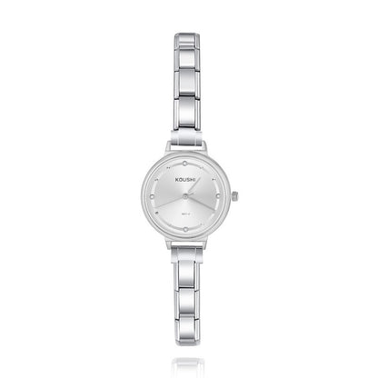 Elegant Round Sunray Dial Italian Charm Watch — Radiating Pattern Watch Bracelet