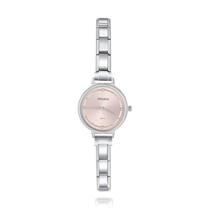 Elegant Round Sunray Dial Italian Charm Watch — Radiating Pattern Watch Bracelet