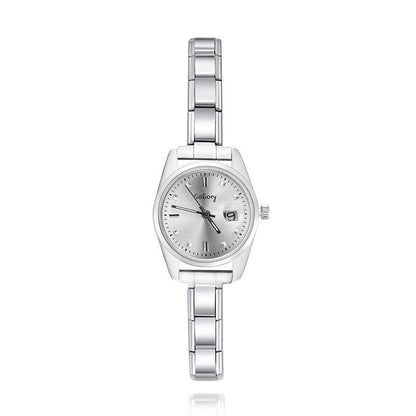 Classic Petite Round Italian Charm Watch — Dainty Everyday Watch Bracelet