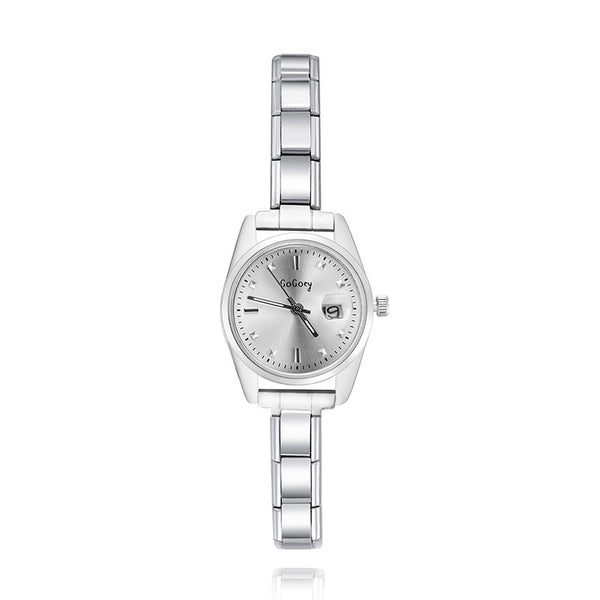 Classic Petite Round Italian Charm Watch — Dainty Everyday Watch Bracelet