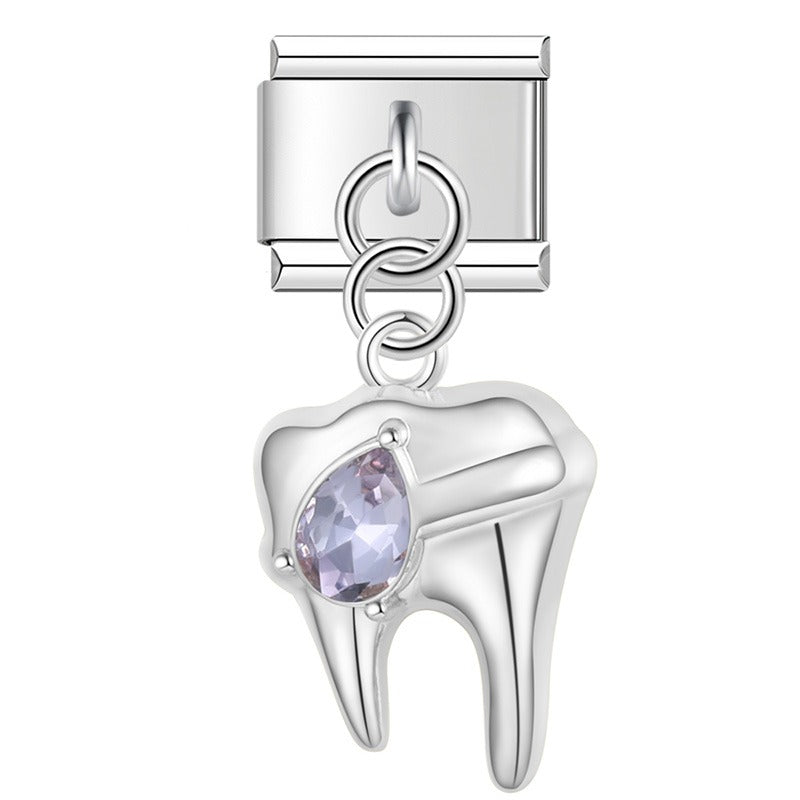 Tooth Shiny dangle charms silver&gold
