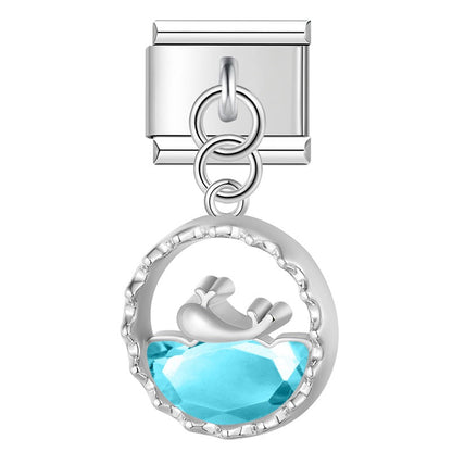 The Crystal Wave & Sea Life Dangle Charm in Silver & Gold