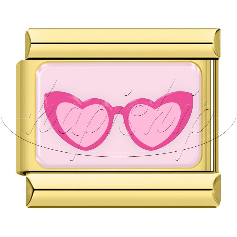 Golden Pink Love Heart Eye Angels GTZ064