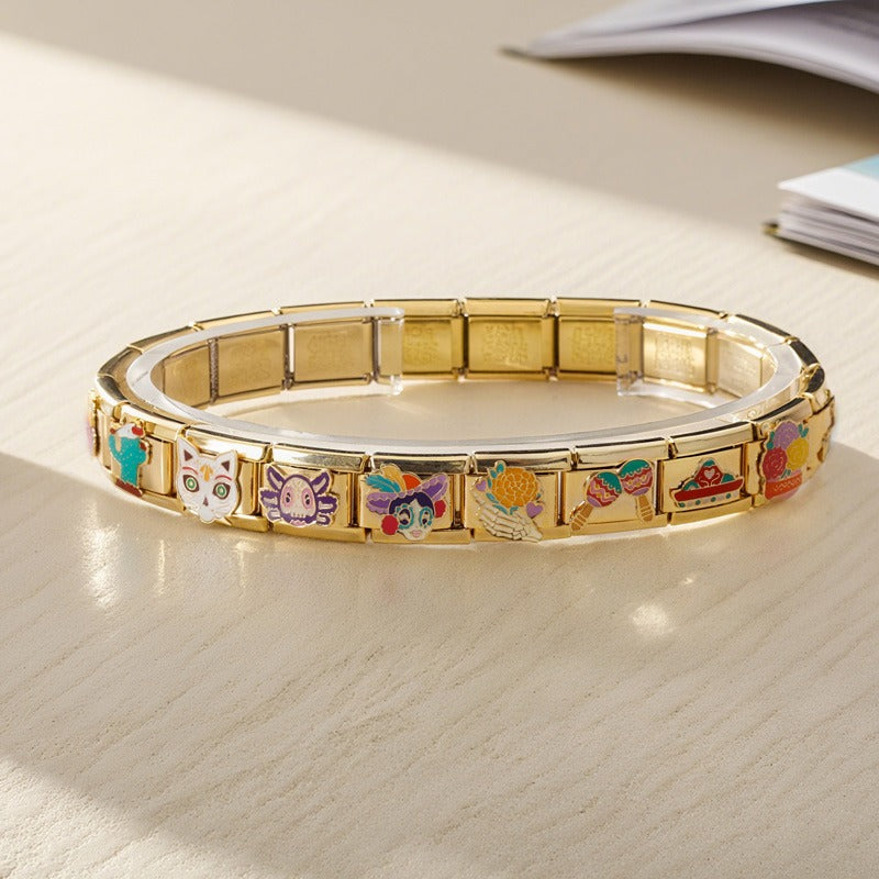 Golden Hrart Cat Flower Skull  DJ1826-A