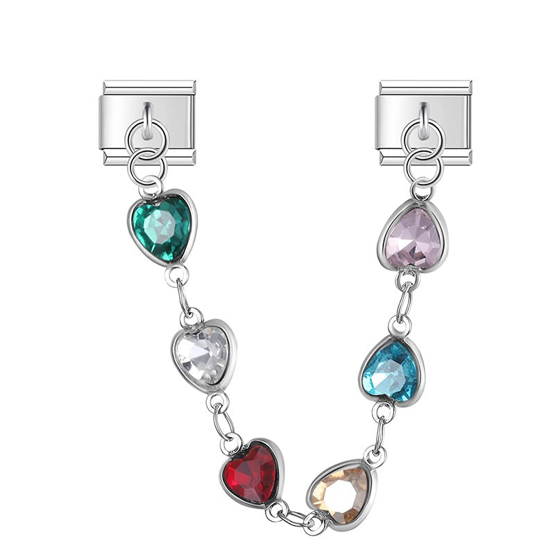 Heart Square Round Star Heart Shiny Chain silver&gold