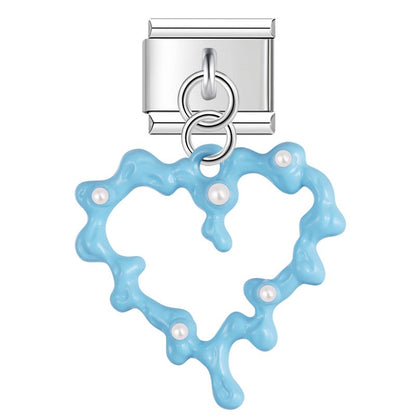 Melted Pearl Heart Dangle Charm
