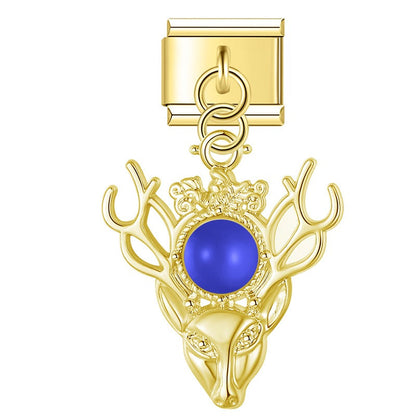 Regal Golden Stag & Pearl Dangle Charm