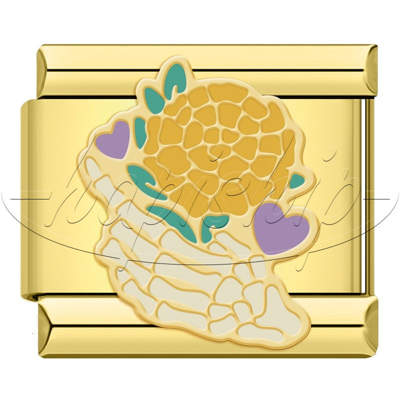 Golden Hrart Cat Flower Skull  DJ1826-A