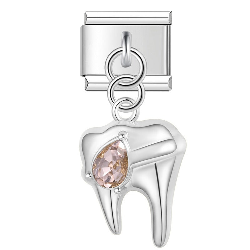 Tooth Shiny dangle charms silver&gold
