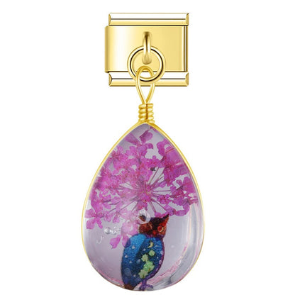 Botanical Resin Teardrop Dangle Charm