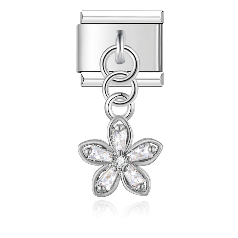 Diamond silver themed dangle charms