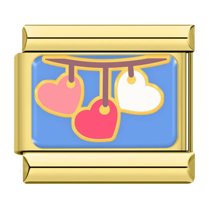 Sweet Valentine's Romance Golden Italian Charms — Love Scene Bracelet Links