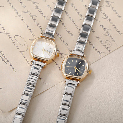 Modern Soft Square Watch with Simple Lines — Everyday Italian Charm Watch Bracelet