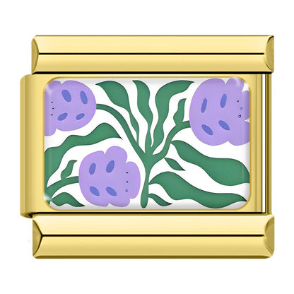 Retro 70s Floral & Botanical Pattern Italian Charms — Liberty-Style Printed Bracelet Links