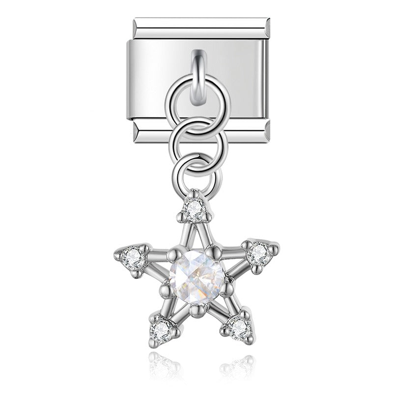 Diamond silver themed dangle charms