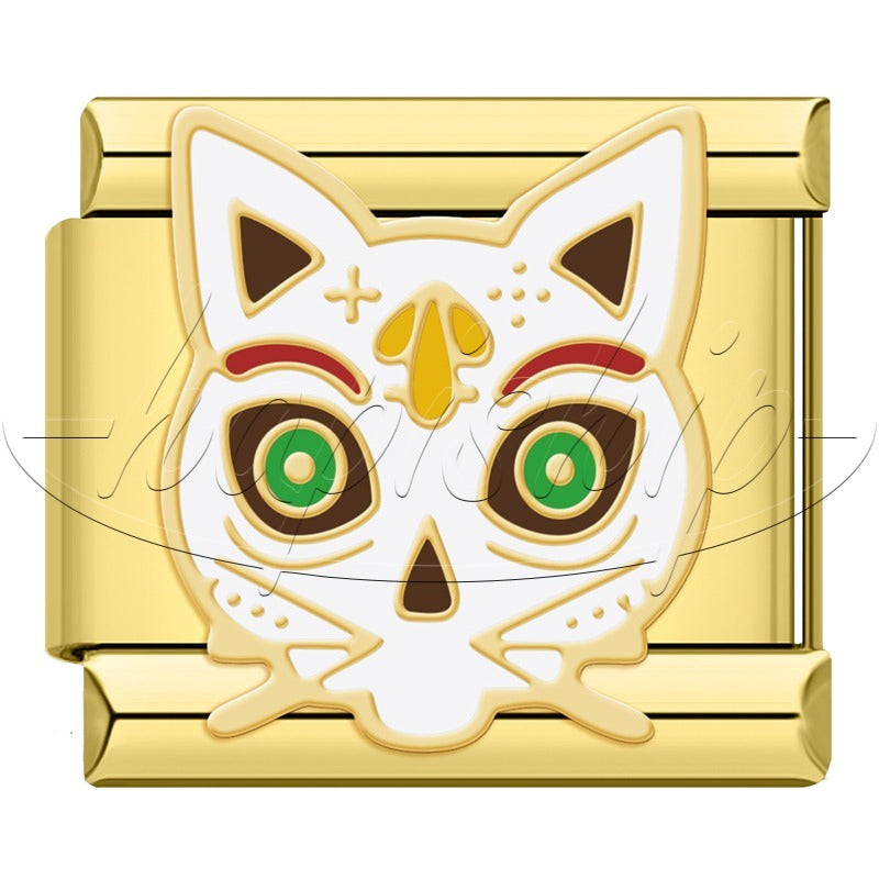 Golden Hrart Cat Flower Skull  DJ1826-A