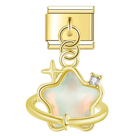 Celestial Star & Ruffled Heart Dangle Charm