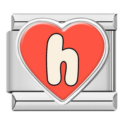 Colourful Heart Letter Initial Italian Charms a–z — Lowercase Alphabet Heart Bracelet Links