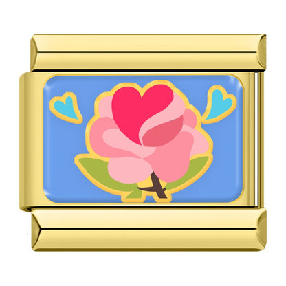 Sweet Valentine's Romance Golden Italian Charms — Love Scene Bracelet Links