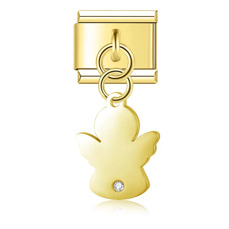 Star Angel Puzzle Palm Charms – angel charm with CZ in gold, Italian charm bracelet charm by Charmtastic