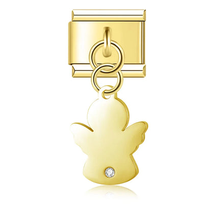 Star Angel Puzzle Palm Charms – angel charm with CZ in gold, Italian charm bracelet charm by Charmtastic