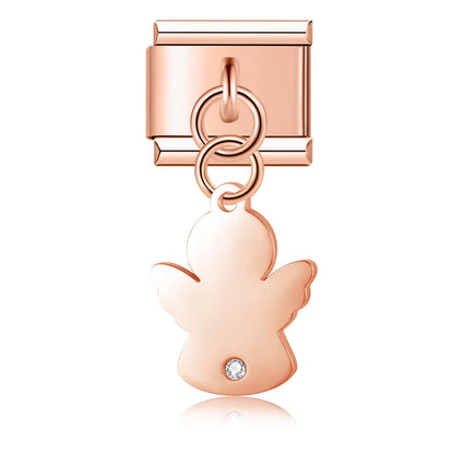 Star Angel Puzzle Palm Charms – angel charm with CZ in rose gold, Italian charm bracelet charm by Charmtastic
