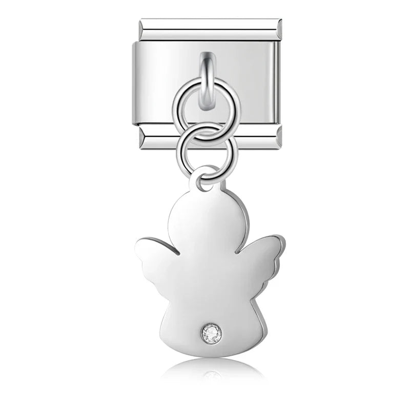 Star Angel Puzzle Palm Charms – angel charm with CZ in silver, Italian charm bracelet charm by Charmtastic