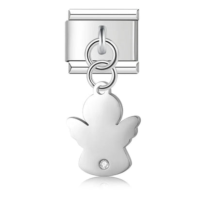 Star Angel Puzzle Palm Charms – angel charm with CZ in silver, Italian charm bracelet charm by Charmtastic