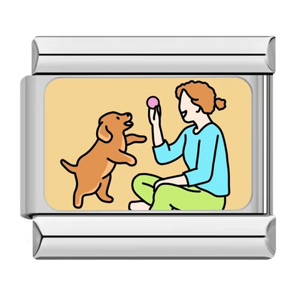 Love My Dog & Cat Italian Charms — Pet Lover Enamel Bracelet Links