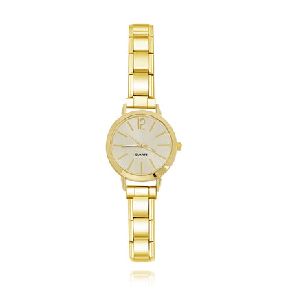 Modern Round Watch with 12-Point Markers — Customisable Italian Charm Watch Bracelet