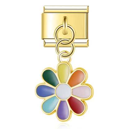 The Classic Motif & Colourful Enamel Dangle Charm in Gold