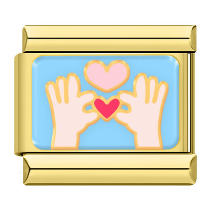 Playful Valentine's Love Gold Italian Charms — I Love You, Heart Key, Love Balloons & More