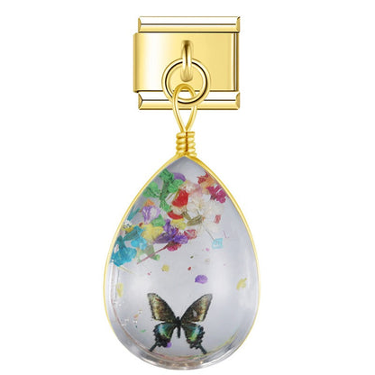 Botanical Resin Teardrop Dangle Charm