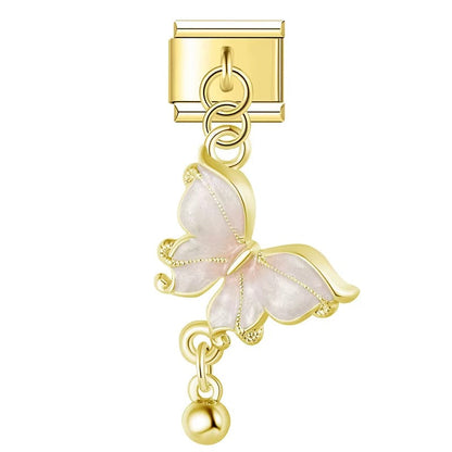 The Colourful Butterfly Dangle Charm in Gold