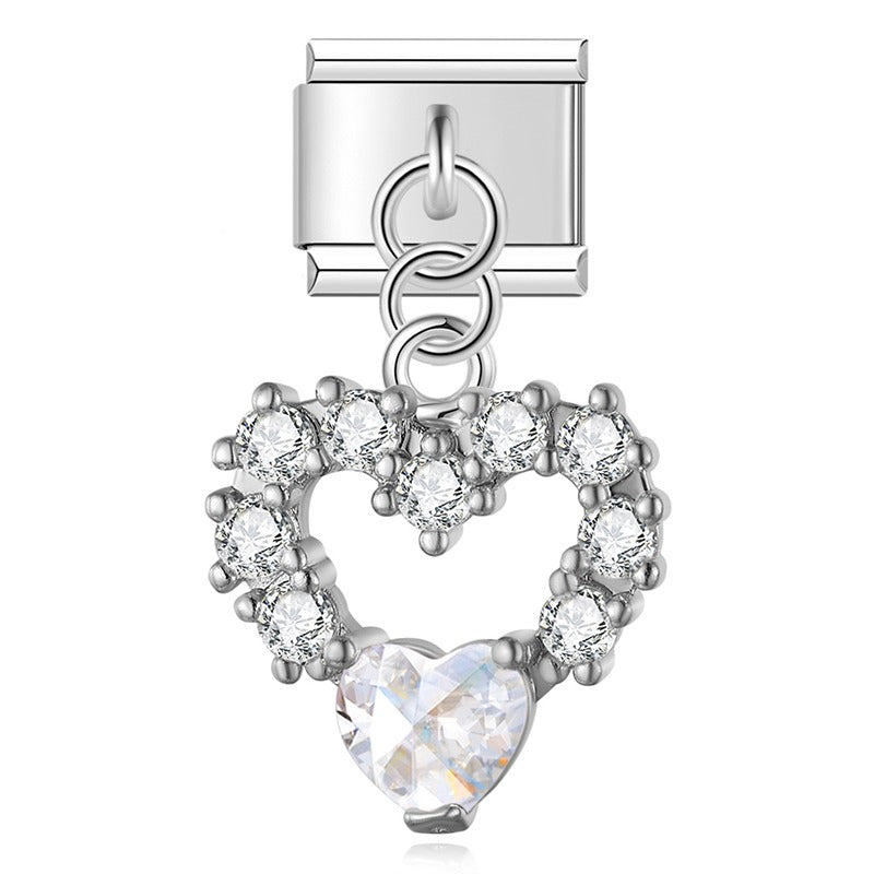 Diamond silver themed dangle charms