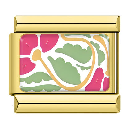Retro 70s Floral & Botanical Pattern Italian Charms — Liberty-Style Printed Bracelet Links